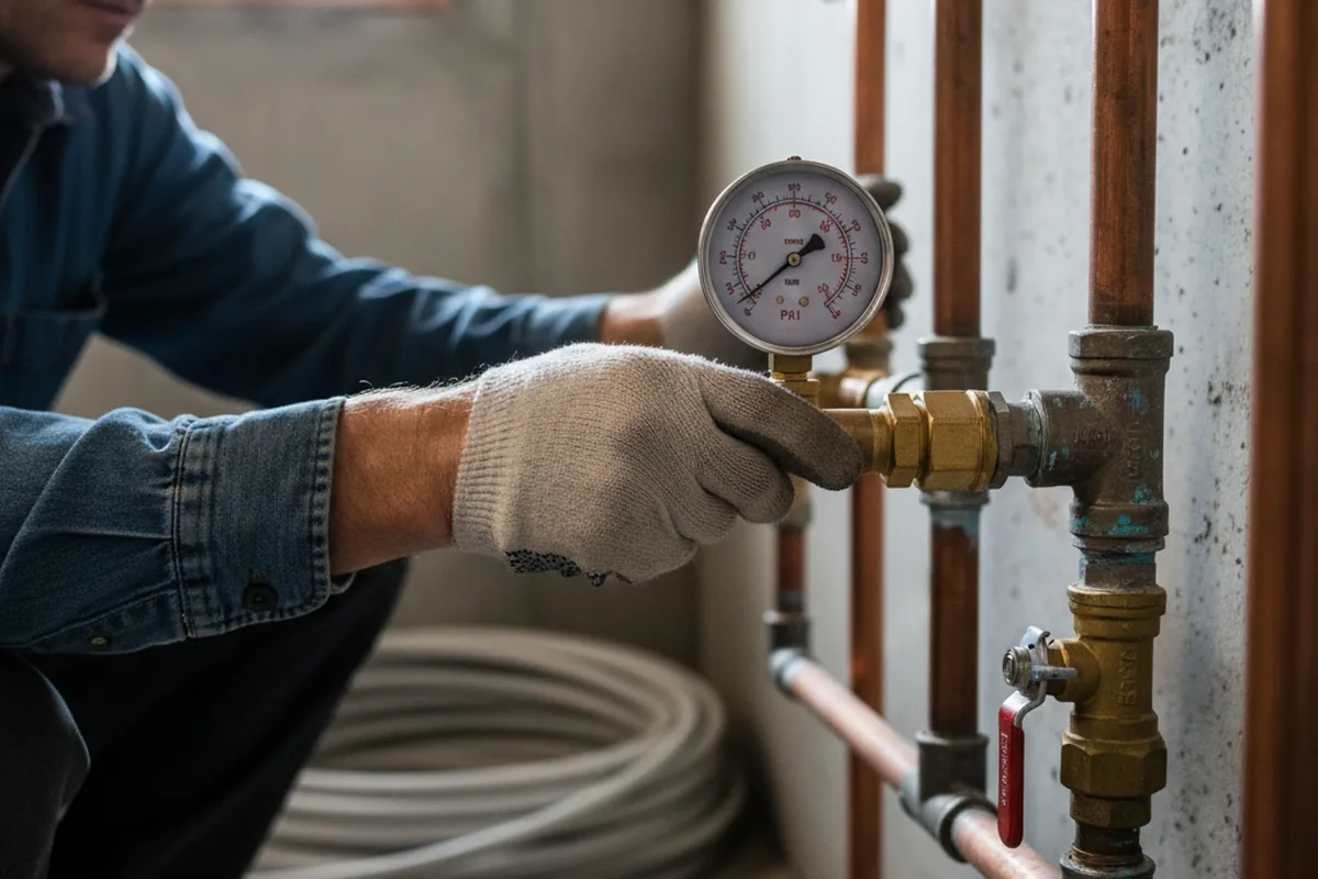 Pressure testing a repaired line during Water Line Repair in Havana